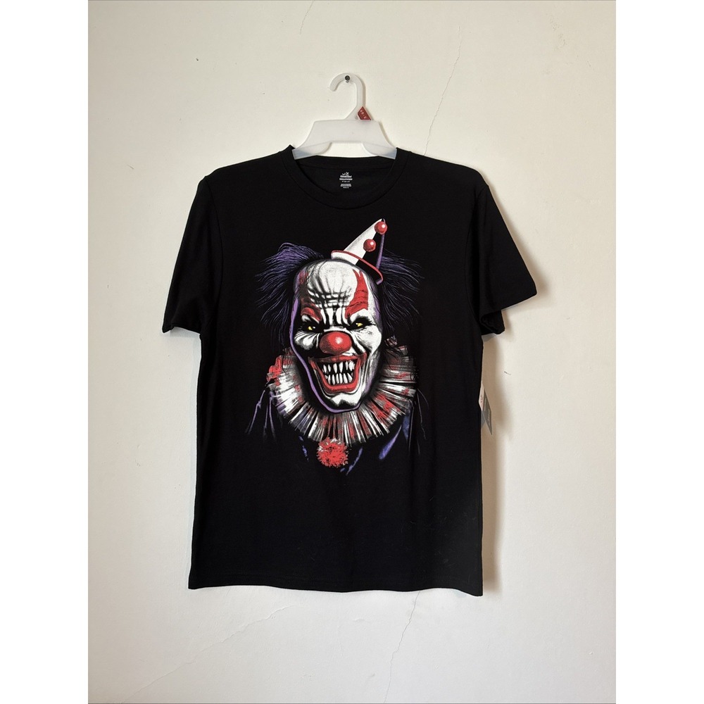 Evil Clown Shirt Adult Large Black Graphic Crazy Clown Scary Halloween